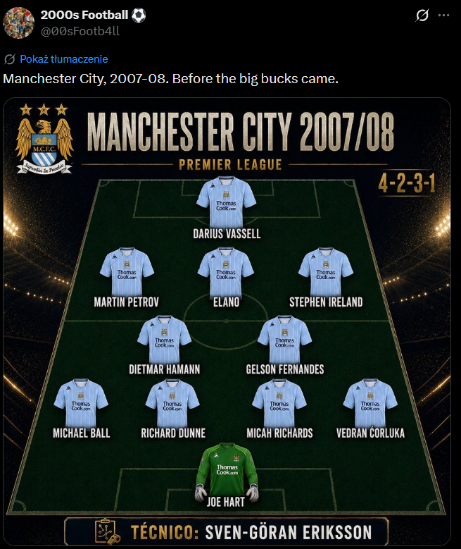 Tak wyglądał OSTATNI SKŁAD Manchesteru City tuż przed PRZEJĘCIEM PRZEZ BOGATYCH WŁAŚCICIELI!